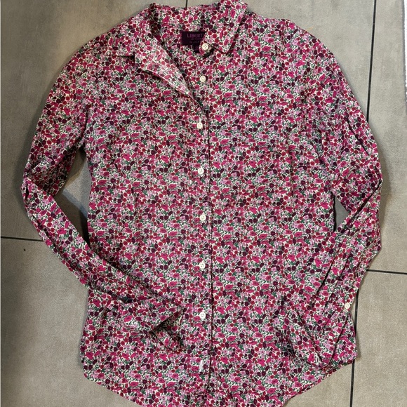 J. Crew Tops - J crew Liberty fabric collab Floral Button-Up Shirt preppy size 00
